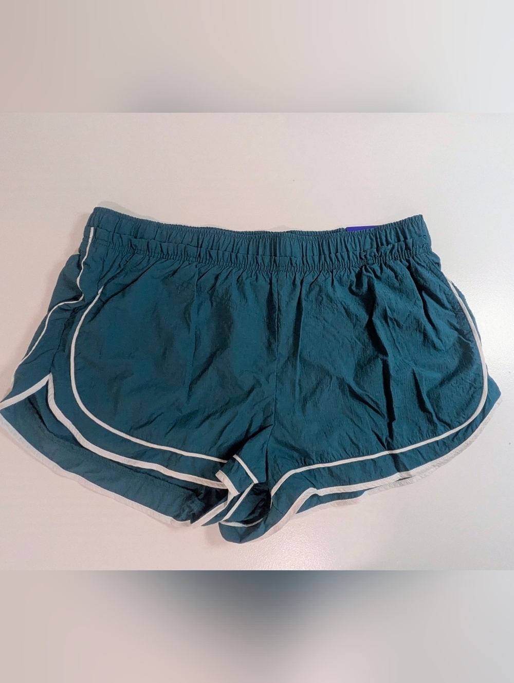 Joy Lab Women's Mid rise Built In Briefs Shorts Teal Stripes Size XL 2" Inseam - Picture 2 of 12